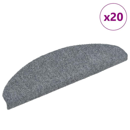Stair Mats Self-adhesive 20 pcs 65x21x4 cm Light Grey Half Round Large