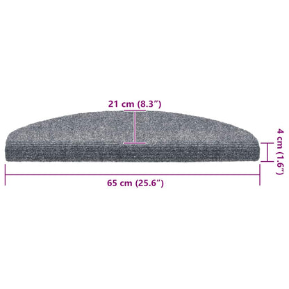 Stair Mats Self-adhesive 20 pcs 65x21x4 cm Light Grey Half Round Large