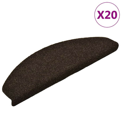 Stair Mats Self-adhesive 20 pcs 65x21x4 cm Dark Brown Half Round Large