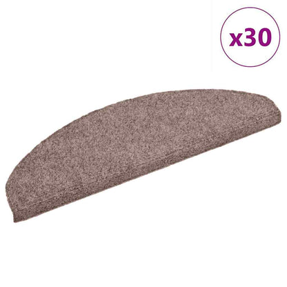 Stair Mats Self-adhesive 30 pcs 65x21x4 cm Light Brown Half Round Large