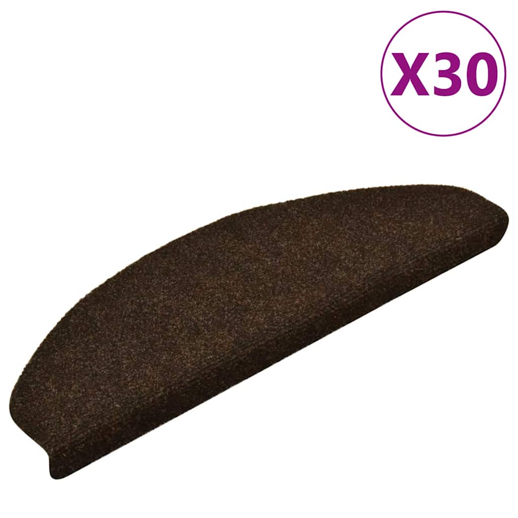 Stair Mats Self-adhesive 30 pcs 65x21x4 cm Brown Half Round Large
