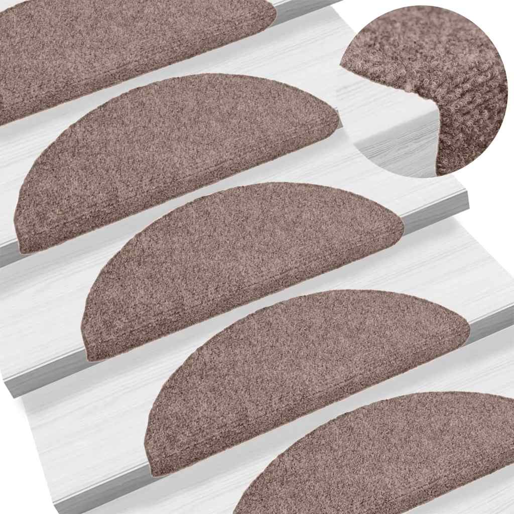 Stair Mats Self-adhesive 20 pcs 56x17x3 cm Light Brown Half Round