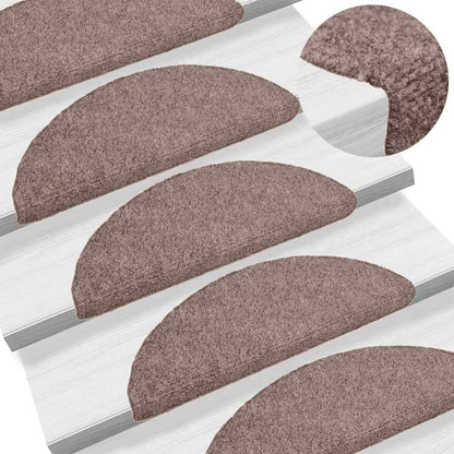 Stair Mats Self-adhesive 20 pcs 56x17x3 cm Light Brown Half Round
