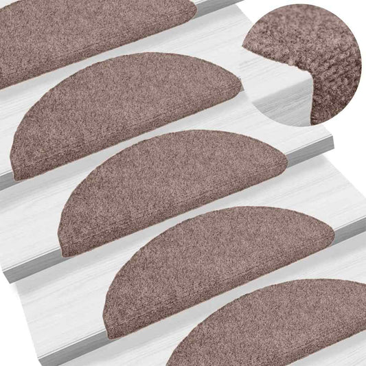Stair Mats Self-adhesive 20 pcs 56x17x3 cm Light Brown Half Round