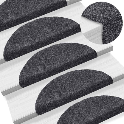 Stair Mats Self-adhesive 20 pcs 56x17x3 cm Dark Grey Half Round