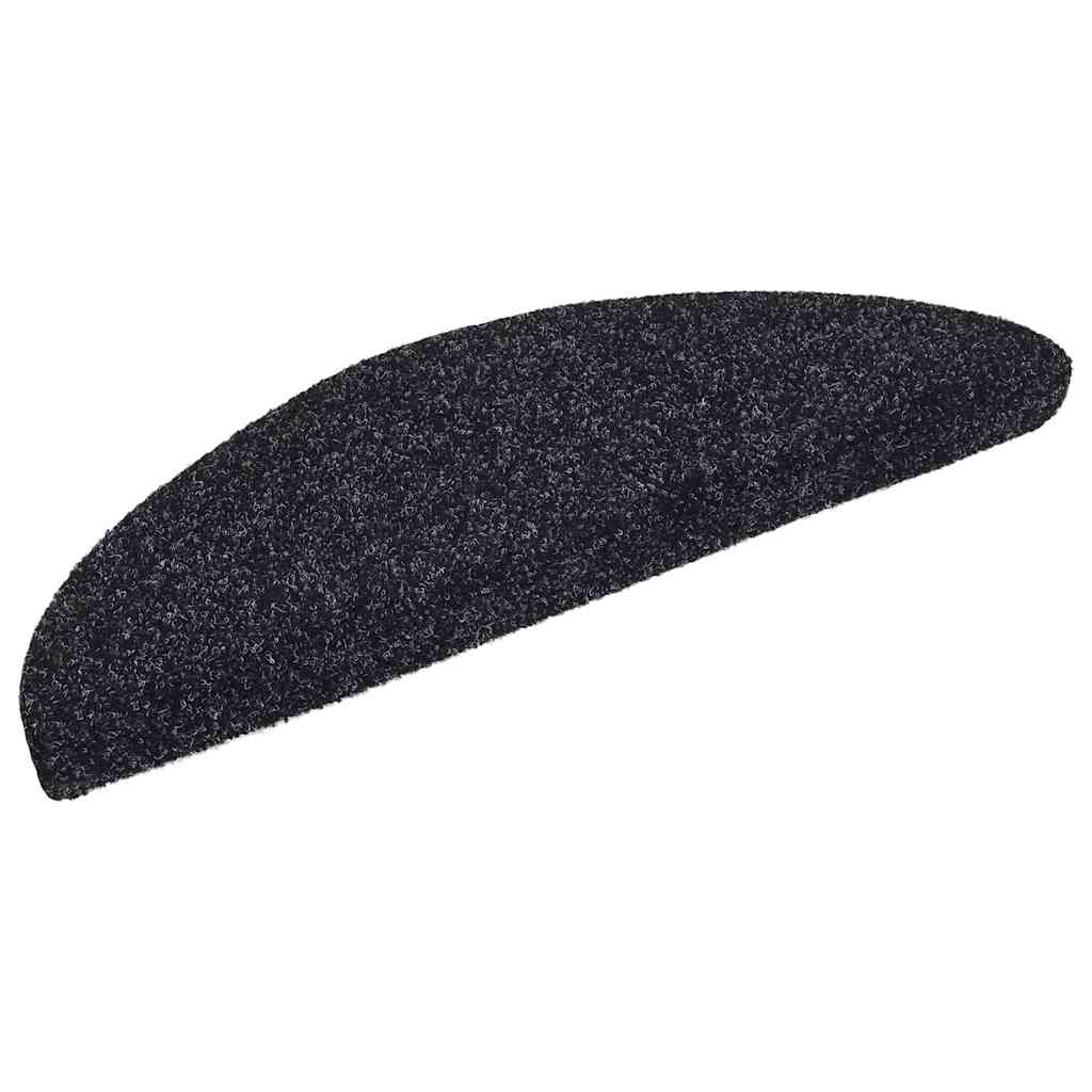 Stair Mats Self-adhesive 30 pcs 56x17x3 cm Black Half Round