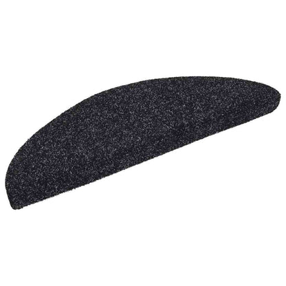 Stair Mats Self-adhesive 30 pcs 56x17x3 cm Black Half Round