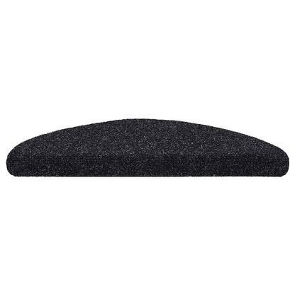 Stair Mats Self-adhesive 30 pcs 56x17x3 cm Black Half Round