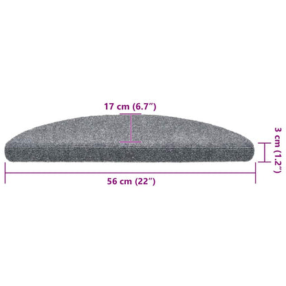Stair Mats Self-adhesive 30 pcs 56x17x3 cm Light Grey Half Round