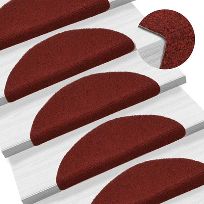 Stair Mats Self-adhesive 30 pcs 56x17x3 cm Bordeaux Red Half Round