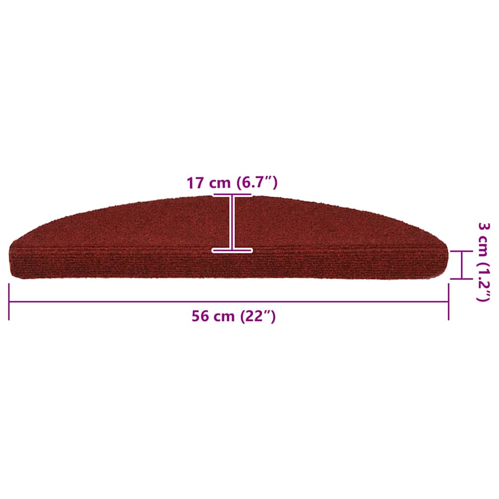 Stair Mats Self-adhesive 30 pcs 56x17x3 cm Bordeaux Red Half Round