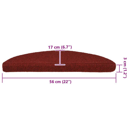 Stair Mats Self-adhesive 30 pcs 56x17x3 cm Bordeaux Red Half Round