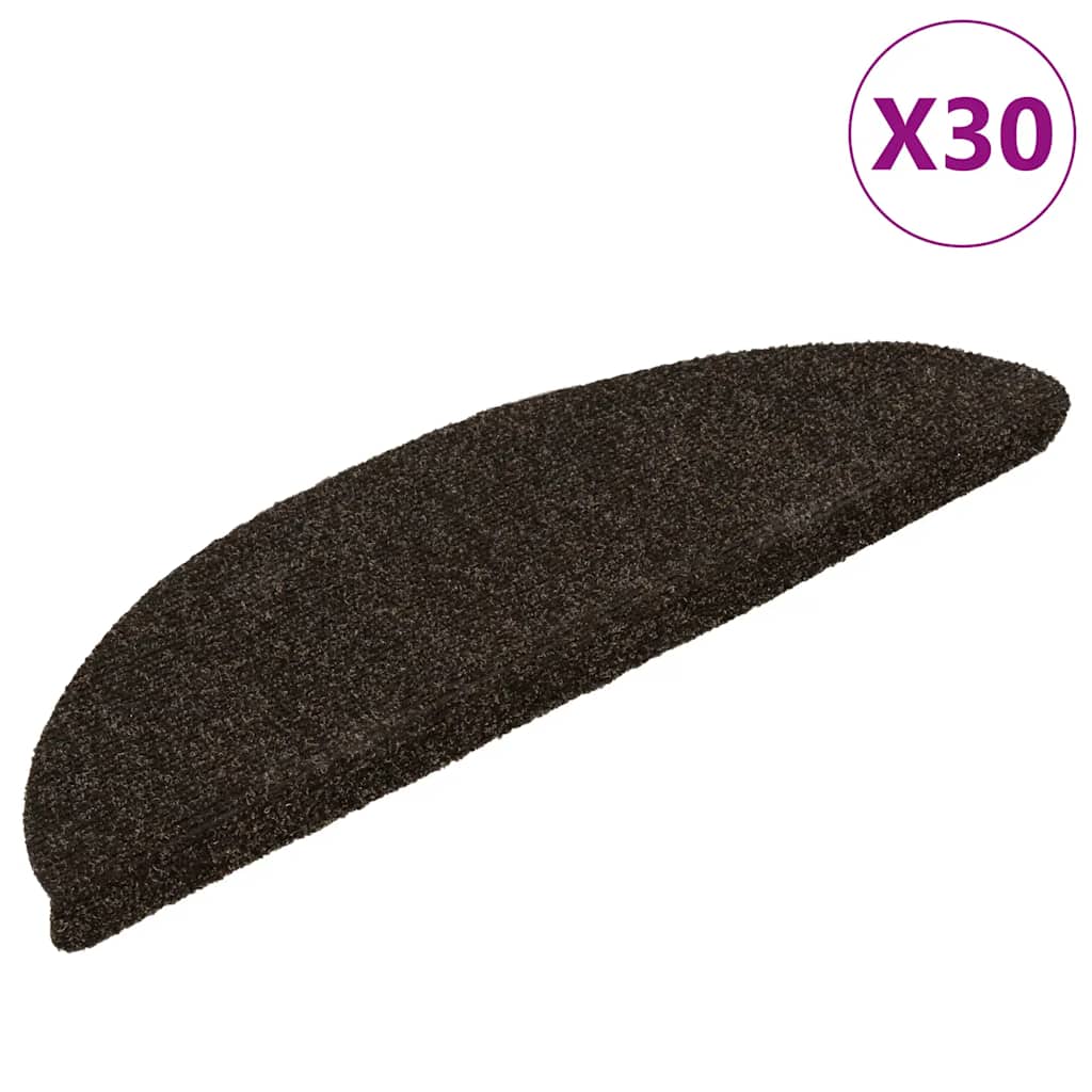 Stair Mats Self-adhesive 30 pcs 56x17x3 cm Dark Brown Half Round