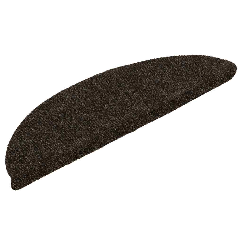 Stair Mats Self-adhesive 30 pcs 56x17x3 cm Dark Brown Half Round
