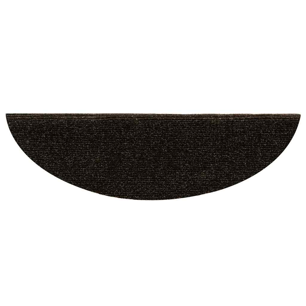 Stair Mats Self-adhesive 30 pcs 56x17x3 cm Dark Brown Half Round