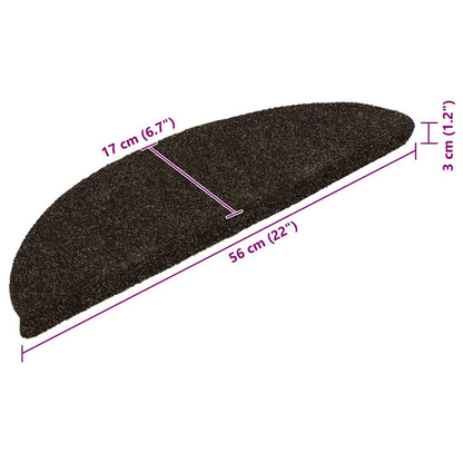 Stair Mats Self-adhesive 30 pcs 56x17x3 cm Dark Brown Half Round