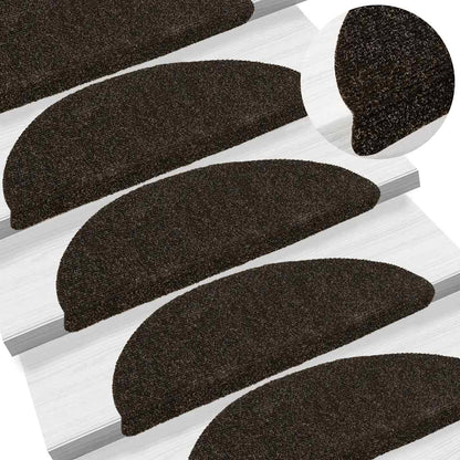 Stair Mats Self-adhesive 30 pcs 56x17x3 cm Dark Brown Half Round