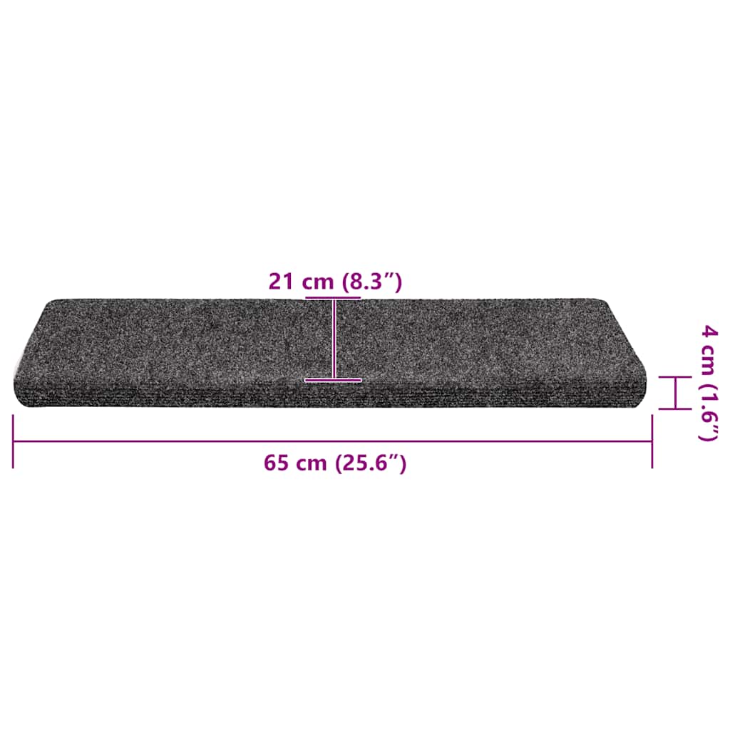 Stair Mats Self-adhesive 30 pcs 65x21x4 cm Grey Rectangular Edge