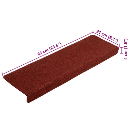 Stair Mats Self-adhesive 20 pcs 65x21x4 cm Bordeaux Red Rectangular Edge