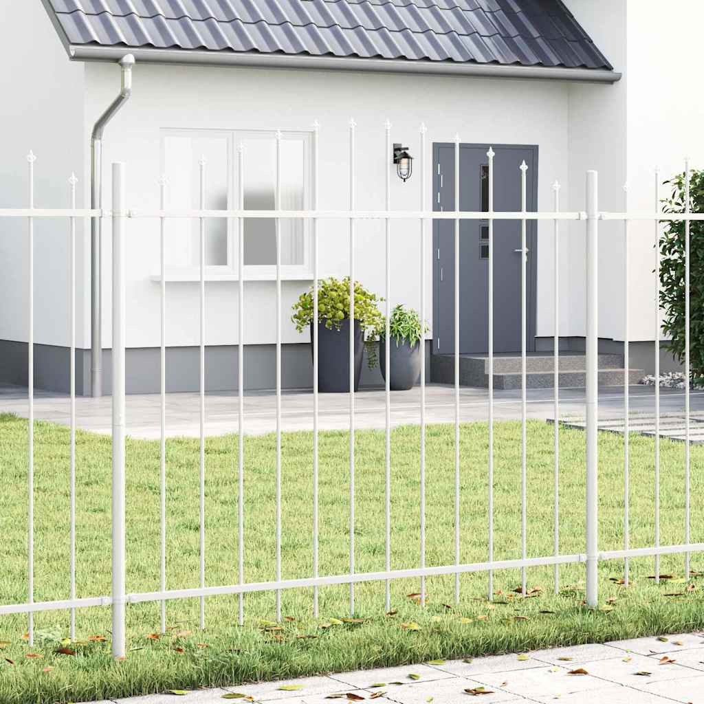 Garden Fence White 1360 x 125 cm Powder-Coated Steel