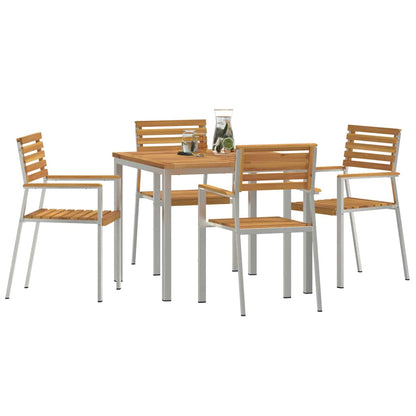 GardenDiningSet 5 pcs Brown SolidAcaciawood