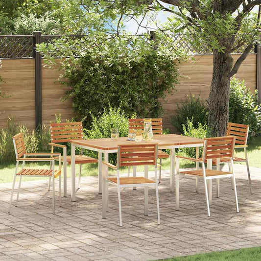 GardenDiningSet 7 pcs Brown SolidAcaciawood
