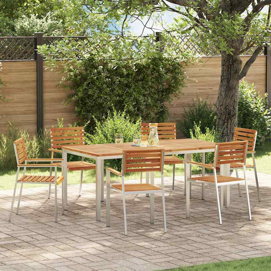 GardenDiningSet 7 pcs Brown SolidAcaciawood