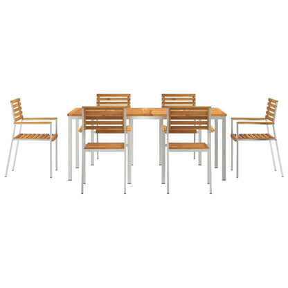 GardenDiningSet 7 pcs Brown SolidAcaciawood