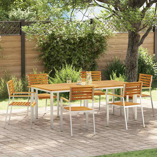 GardenDiningSet 7 pcs Brown SolidAcaciawood
