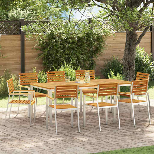 GardenDiningSet 9 pcs Brown SolidAcaciawood