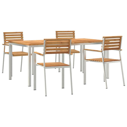 GardenDiningSet 5 pcs Brown SolidTeakwood