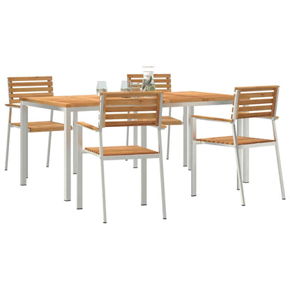GardenDiningSet 5 pcs Brown SolidTeakwood