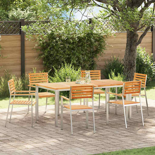 GardenDiningSet 7 pcs Brown SolidTeakwood