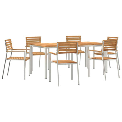 GardenDiningSet 7 pcs Brown SolidTeakwood