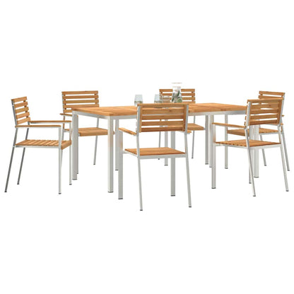 GardenDiningSet 7 pcs Brown SolidTeakwood