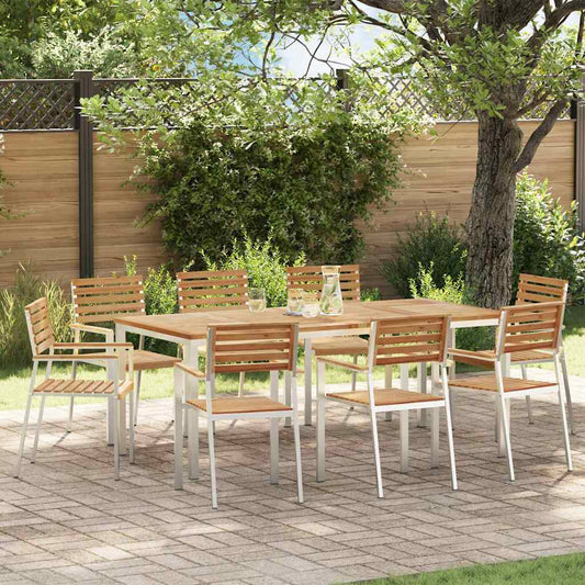 GardenDiningSet 9 pcs Brown SolidTeakwood