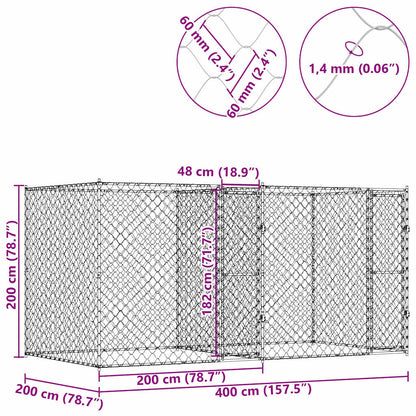 Dog Cage Silver 400 x 200 x 200 cm Galvanised Steel
