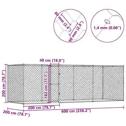 Dog Cage Silver 600 x 200 x 256 cm Galvanised Steel