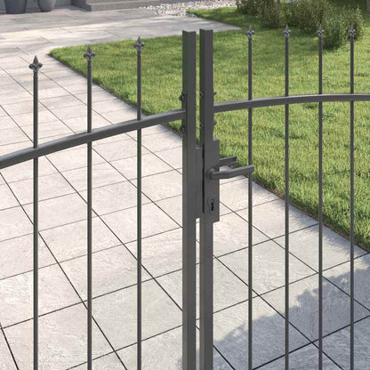 Garden Gate with Lock Grey 100 x 300 cm Steel