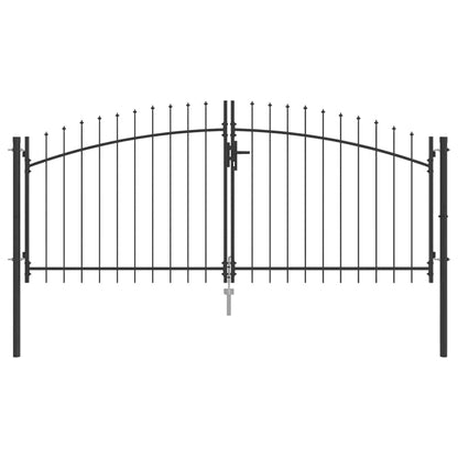 Garden Gate with Lock Grey 100 x 300 cm Steel
