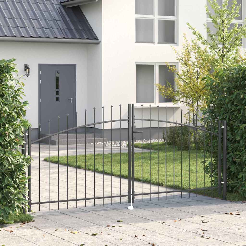 Garden Gate with Lock Grey 125 x 300 cm Steel