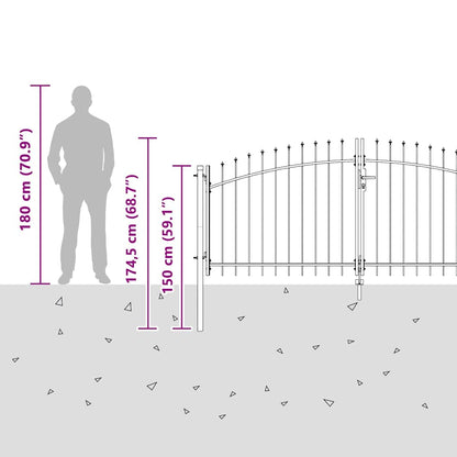 Garden Gate with Lock Grey 125 x 300 cm Steel
