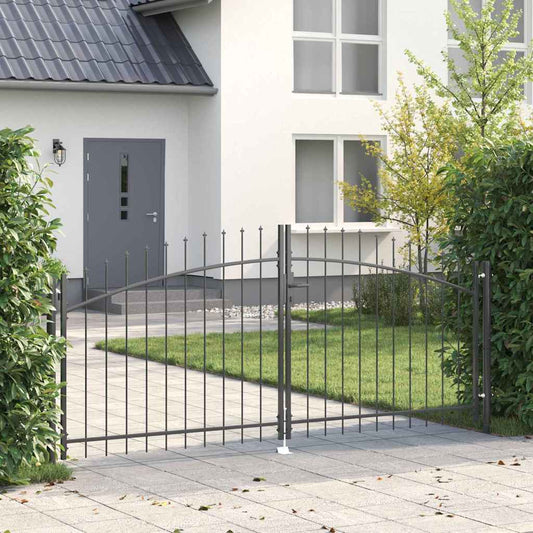 Garden Gate with Lock Grey 150 x 300 cm Steel