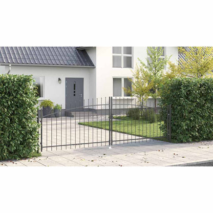 Garden Gate with Lock Grey 125 x 400 cm Steel