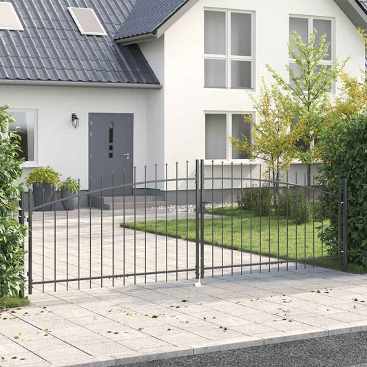 Garden Gate with Lock Grey 125 x 400 cm Steel