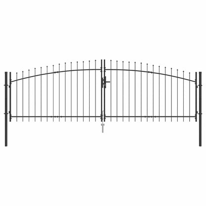 Garden Gate with Lock Grey 125 x 400 cm Steel