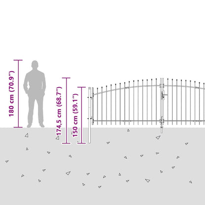 Garden Gate with Lock Grey 125 x 400 cm Steel