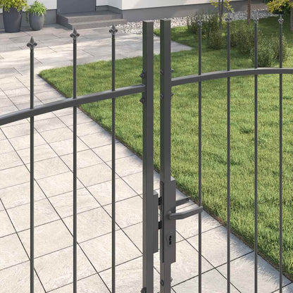 Garden Gate with Lock Grey 175 x 400 cm Steel