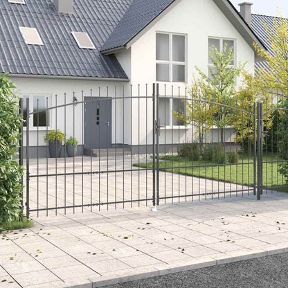 Garden Gate with Lock Grey 175 x 400 cm Steel