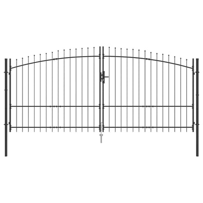 Garden Gate with Lock Grey 175 x 400 cm Steel